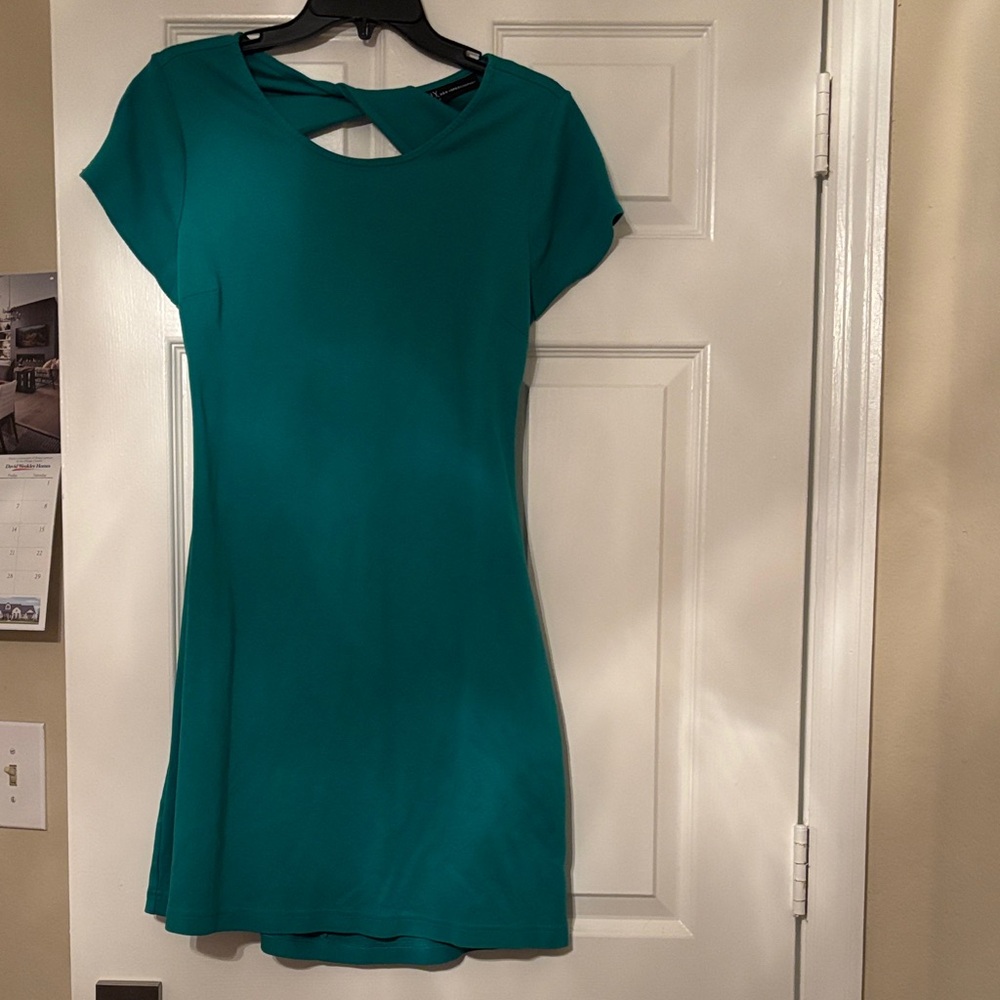 New York & Company Teal Backless Dress